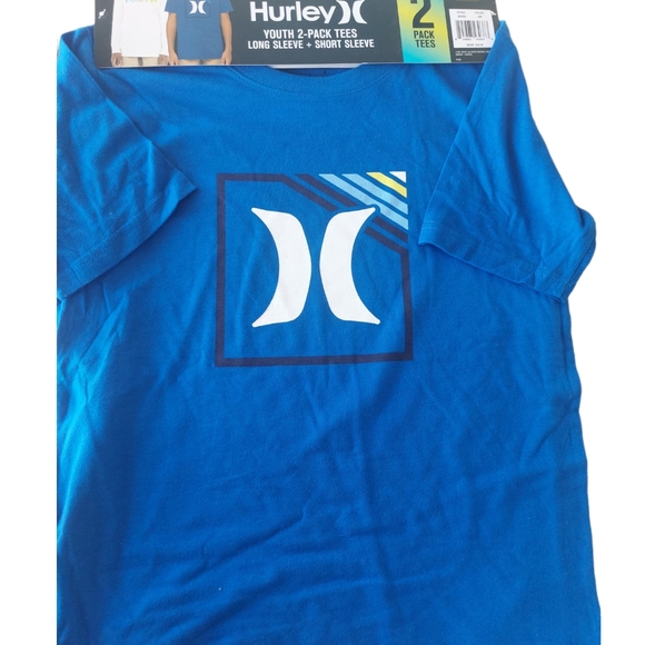3/$30 Hurley Boy's 👦 Classic Crew Neck Graphic Logo T-shirt 2pk - Picture 7 of 11